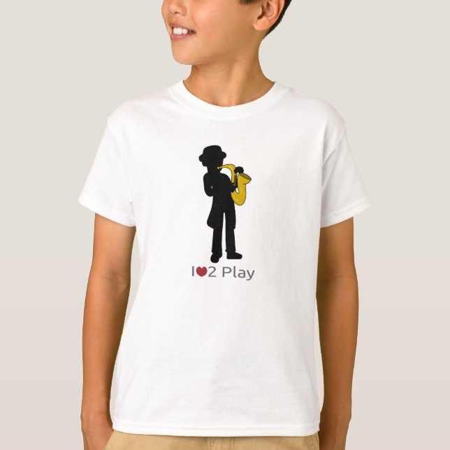 T-shirt with illustration of saxophone player (Front)