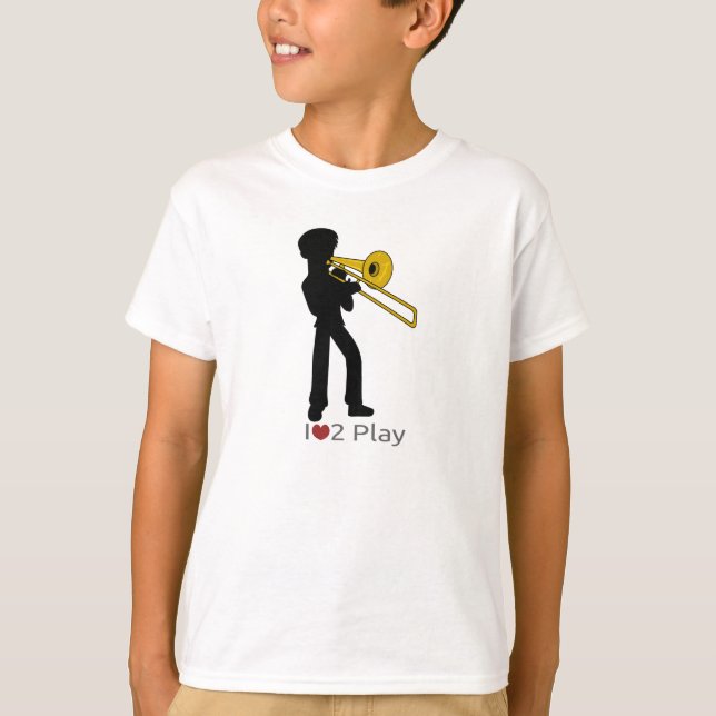 T-shirt with illustration of trombonist (Front)
