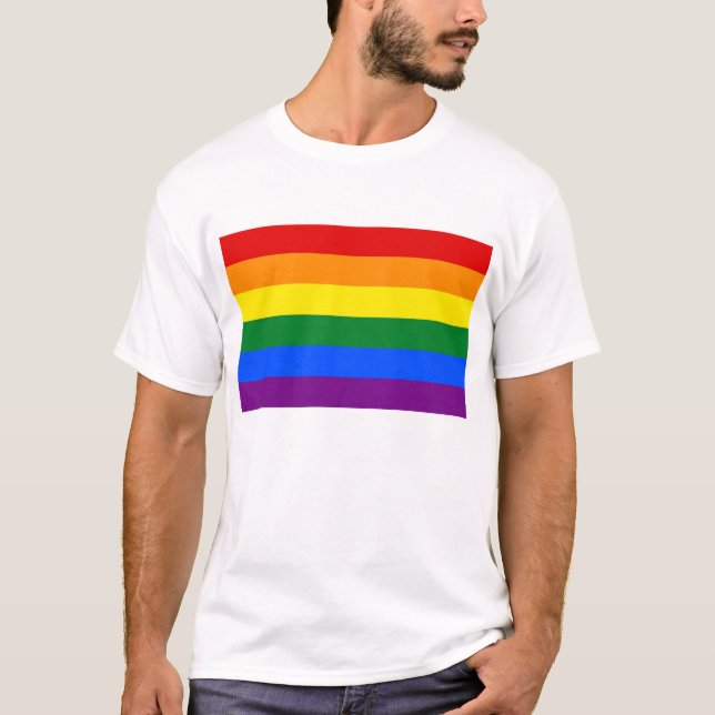 T Shirt with LGBT Rainbow Flag (Front)