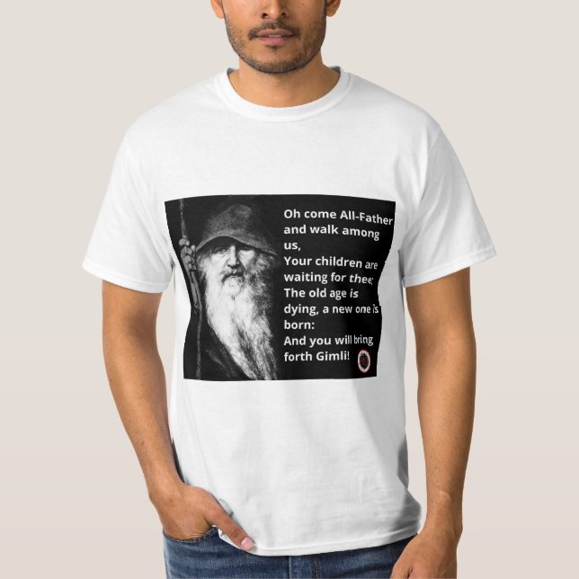 T-shirt with Odin image & text, Balder Rising logo (Front)