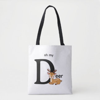 t-shirt with, oh my deer, words and image tote bag
