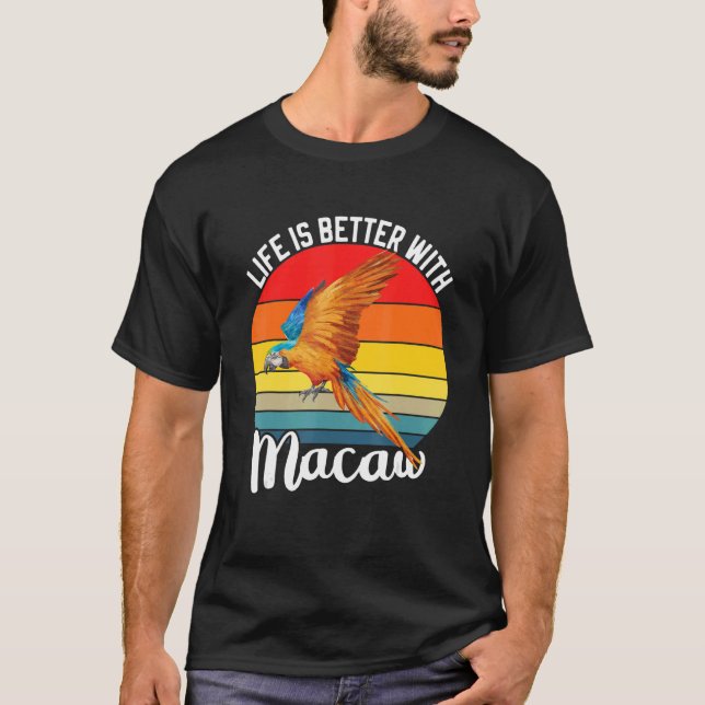 T-shirt With Scarlet Macaw Colourful Parrot Bird (Devant)
