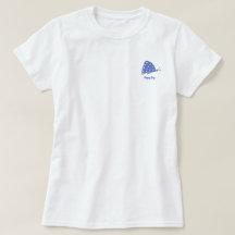 T-Shirt with Small Minimal Blue Butterfly