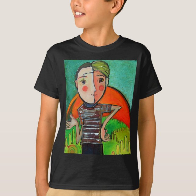 T-shirt with stylized "boy genius" image. (Front)