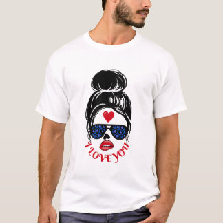 T-shirt with the face of a pretty girl with glasse
