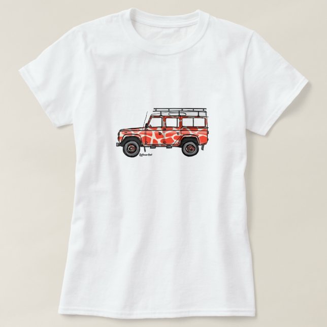 T-shirt with tough print of Defender in orange (Design Front)