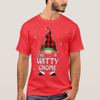 T-shirt Witty Gnome Buffalo Plaid Matching Family Christma