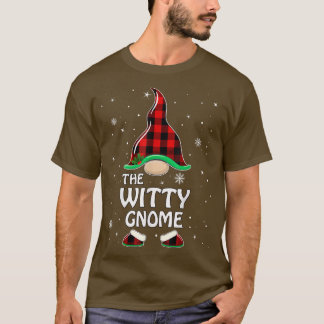 T-shirt Witty Gnome Buffalo Plaid Matching Family Christma