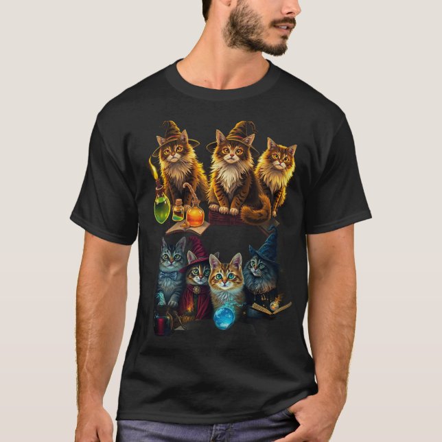 T-shirt Wizard Cat Society" Chemise - Mystical Meowgic (Devant)