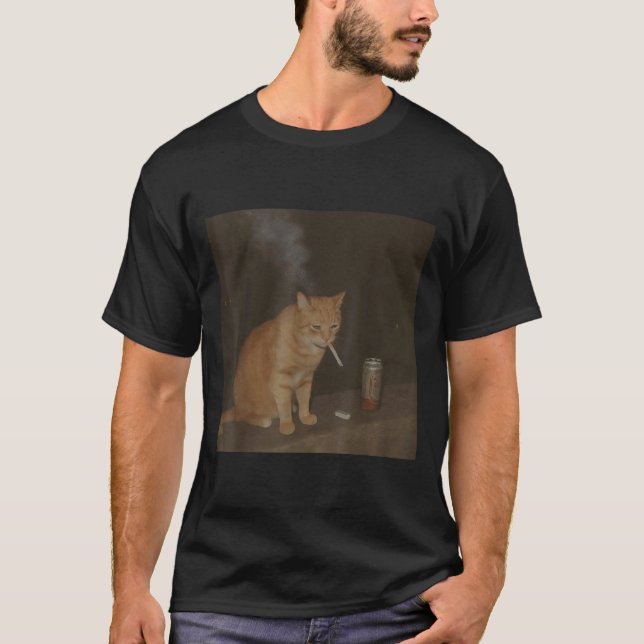 T-shirt Wizard Cigarette Kitten Drôle Fumer Cat Meme Bra (Devant)