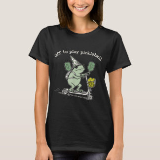 T-shirt Wizard Frog Hold Racket Scooter Ride Off To Play P
