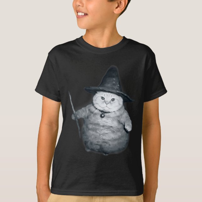 T-shirt Wizard Kitten Meme Chonk Witch Cat Meme Stud Brain (Devant)