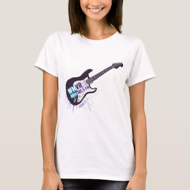 T-shirt WMVR 105.5 FM: Electrified Rock Guitar (Devant)