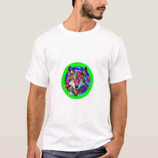 T-shirt Wolf, Abstrait Technicolor Wolf Burst