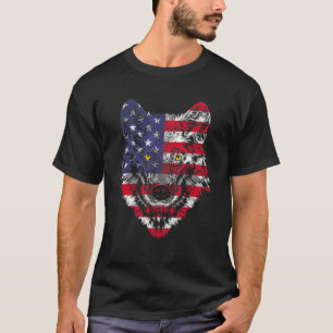 T-shirt Wolf American Flag Usa 4 juillet Hommes Femme Wolf