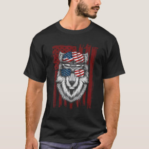 T-shirt Wolf American Flag Usa 4 juillet Hommes Femmes Wir