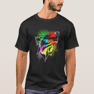 T-shirt Wolf Artistique En Style Art Splash Wolf Face Graf