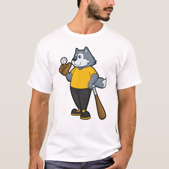 T-shirt Wolf au baseball avec batte de baseball (Devant)