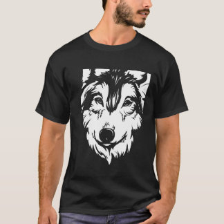 T-shirt Wolf Black Art Illustration Moderne tendance