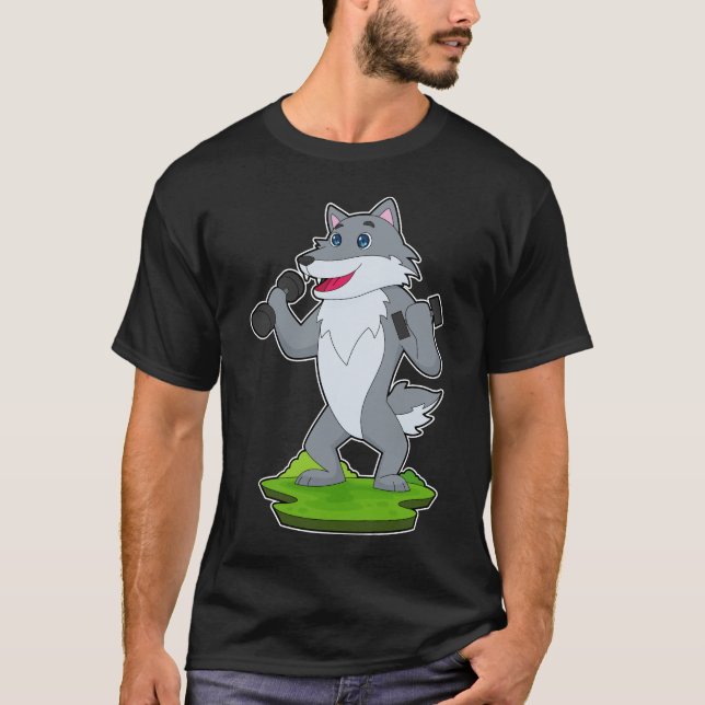 T-shirt Wolf Bodybuilding Dumbbells (Devant)
