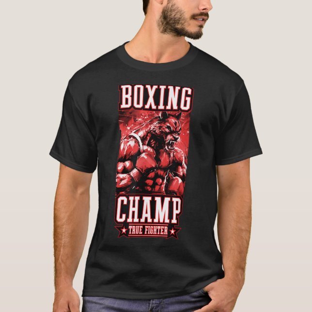 T-shirt Wolf Boxing Champ _ Boxer Fighter Motivation  (Devant)