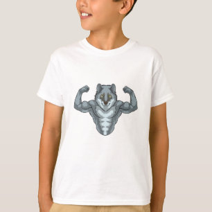 T-shirt Wolf comme Bodybuilder avec de grands Muscles