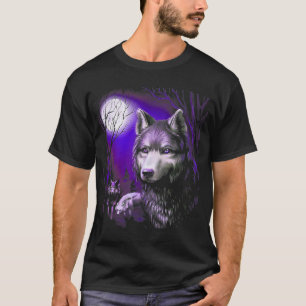 T-shirt Wolf Cool Wolfs Forêt Arbre Lune