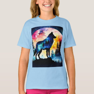 T-shirt Wolf dans les bois aquarelle