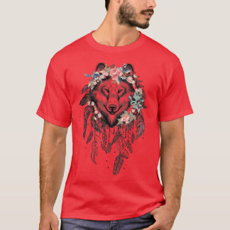 T-shirt Wolf Dreamcatcher à la fleur