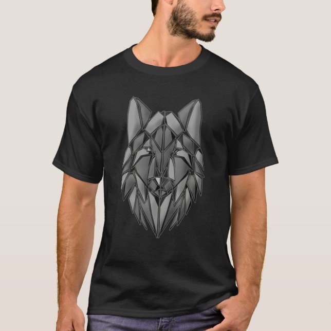 T-shirt Wolf head predator face imprint with wild animal   (Devant)