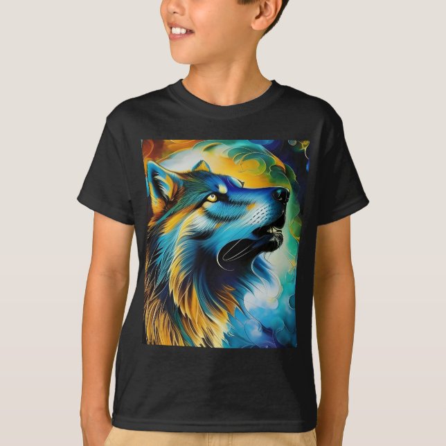 T-shirt Wolf Howl coloré (Devant)