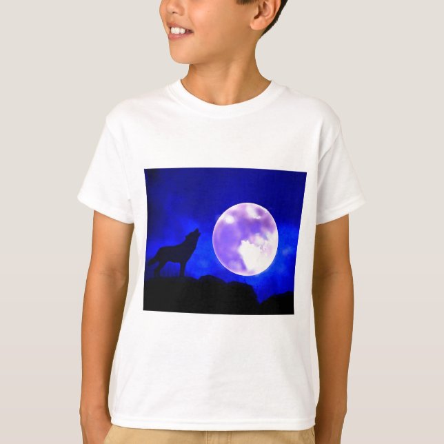 T-shirt Wolf Howling à Moon (Devant)