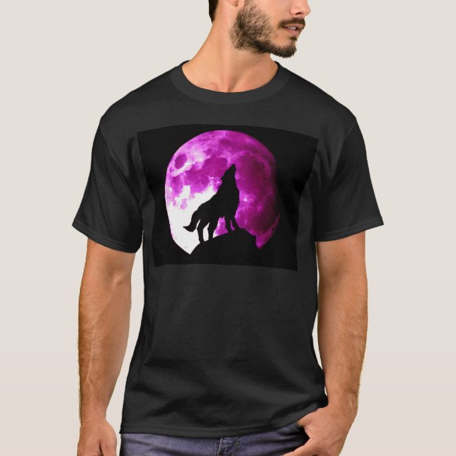 T-shirt Wolf Howling à Moon (Devant)