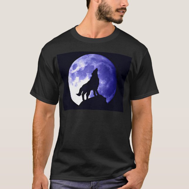 T-shirt Wolf Howling à Moon (Devant)
