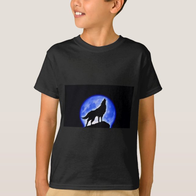 T-shirt Wolf Howling à Moon (Devant)