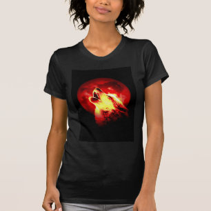 T-shirt Wolf Howling à Red Night