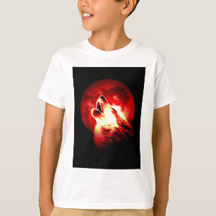 T-shirt Wolf Howling à Red Night