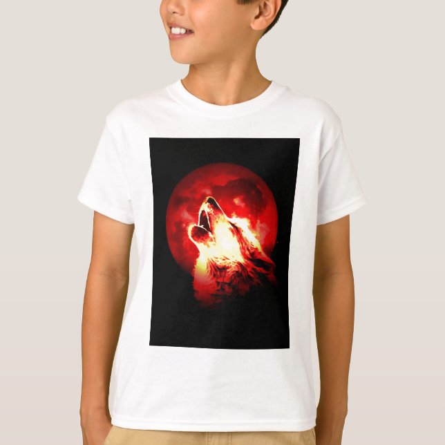 T-shirt Wolf Howling à Red Night (Devant)