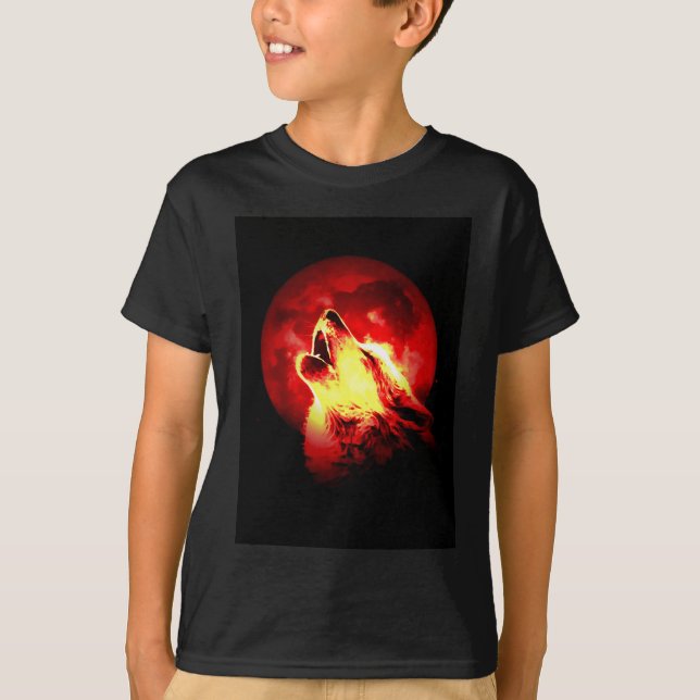 T-shirt Wolf Howling à Red Night (Devant)