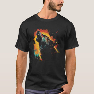 T-shirt Wolf Howling Au Parc National Des Femmes De La Lun