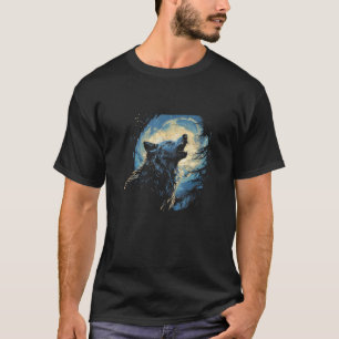 T-shirt Wolf Howling Au Parc National Moon Mens Wildli