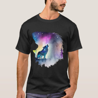 T-shirt Wolf Howling aux aurores boréales