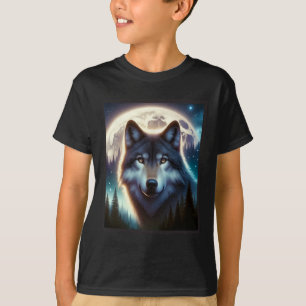 T-shirt Wolf Icy Moon Galaxy Chasse Gris Gris Loups Pour