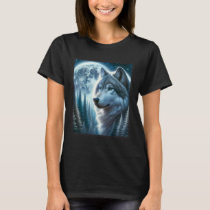 T-shirt Wolf Icy Moon Galaxy Chasse Gris Gris Loups Pour