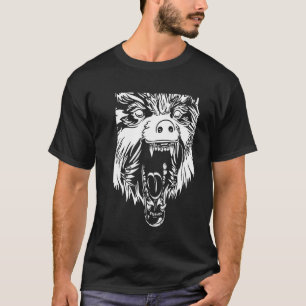 T-shirt Wolf Illustration Black Art Moderne tendance