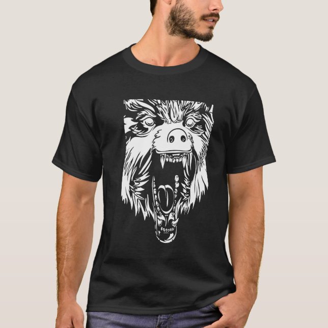 T-shirt Wolf Illustration Black Art Moderne tendance (Devant)