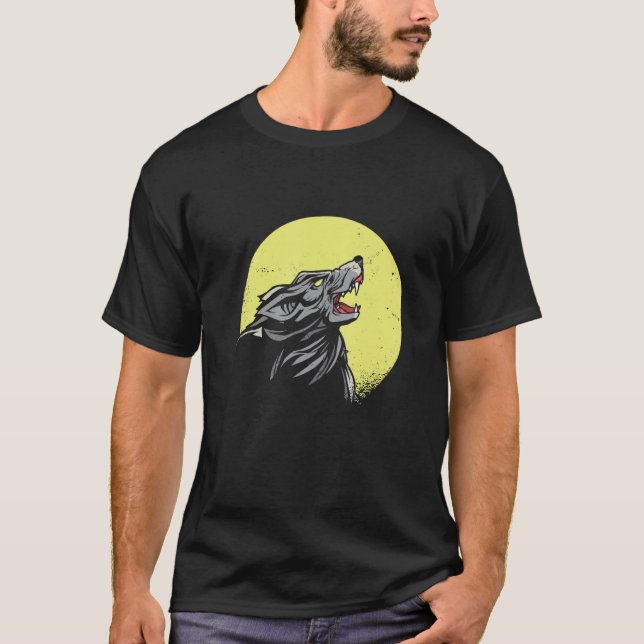 T-shirt Wolf Loups réalistes Animal Howling À La Lune W (Devant)