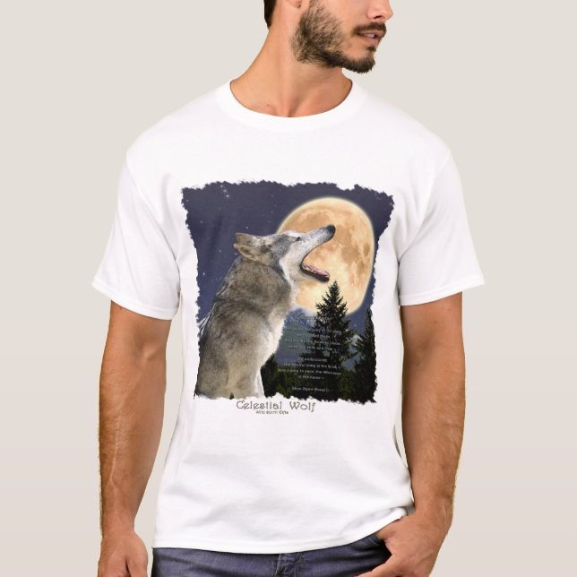 T-shirt WOLF, Lune, Forêt & Poème (Devant)