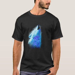 T-shirt Wolf Main dessinée de l'eau couleur éclaboussure a