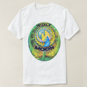 T-shirt Wolf Moon arbre de vie coloré Jaune Vert Bleu